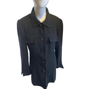 Winter Coat For Women Button Down Sz S Knee Length Dry Clean Only Dark Gray